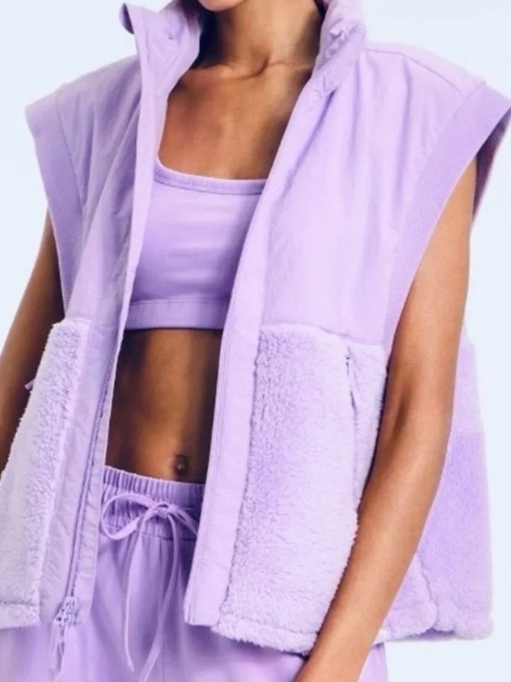 JoyLab Lavender Puffer Sherpa Vest